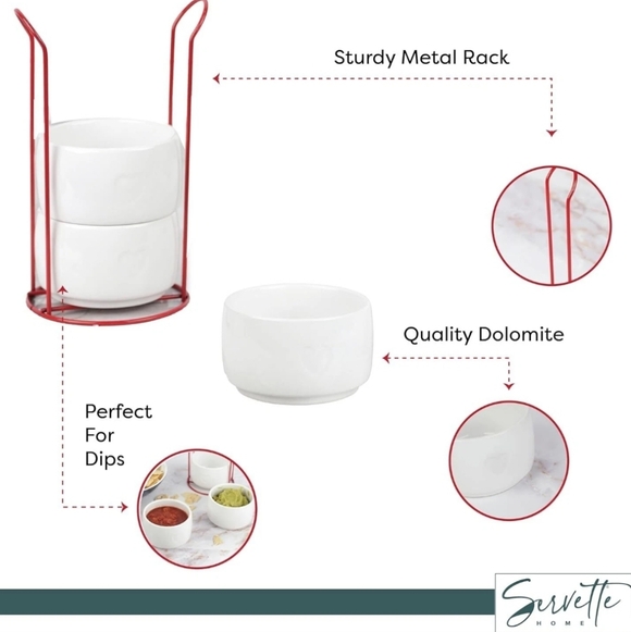 Ceramic Bowls with Hearts 3-Tier Stackable W/ Rack - Picture 8 of 8